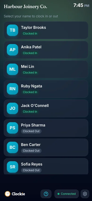 Clockie running on a phone